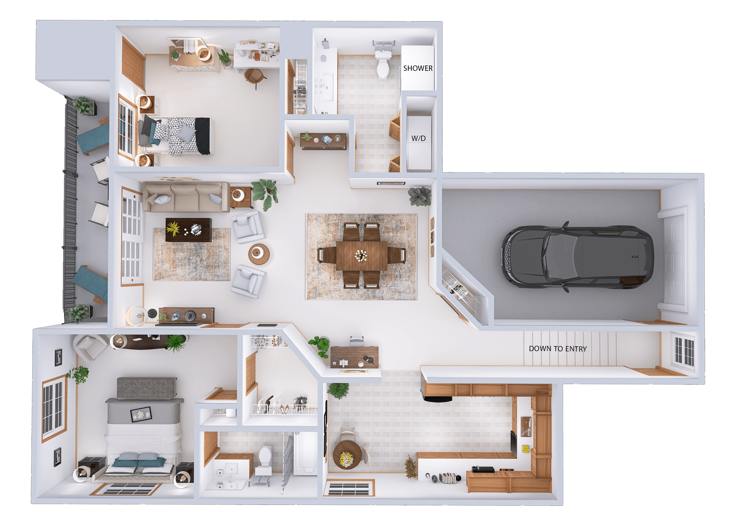 Floor plan for 2 beds, 2 baths, 1422 sqft